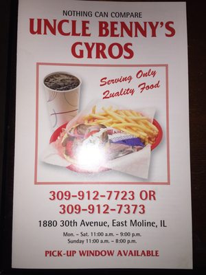 Uncle Benny’s Gyros menu 4