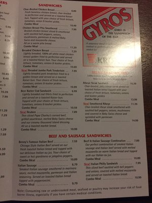 Uncle Benny’s Gyros menu 3